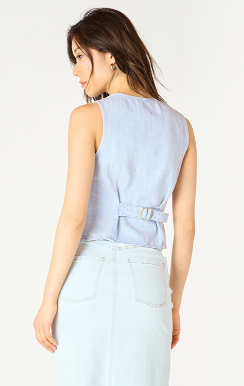 Denim Vest In Bleached Indigo