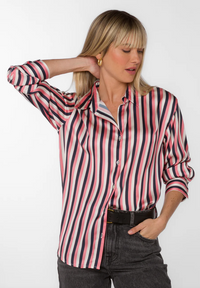 Lazaro Pink/Navy Stripe Blouse