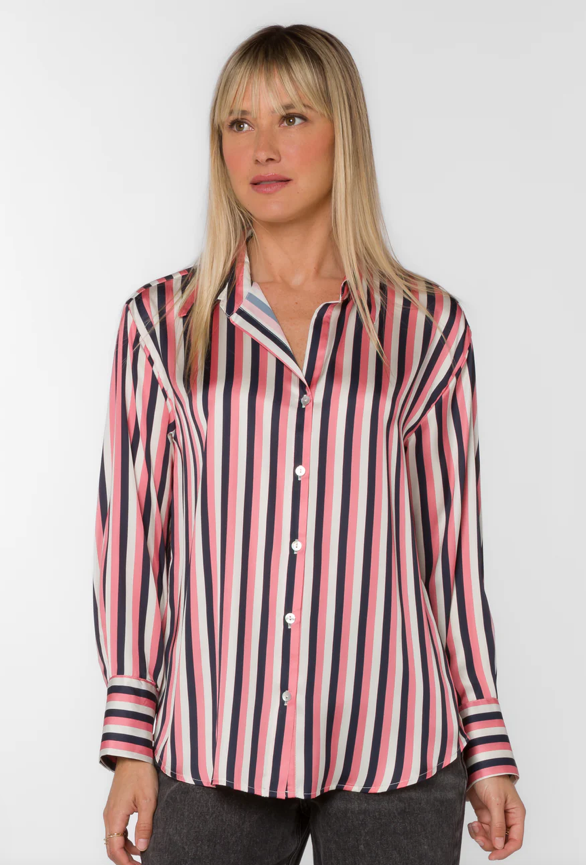 Lazaro Pink/Navy Stripe Blouse