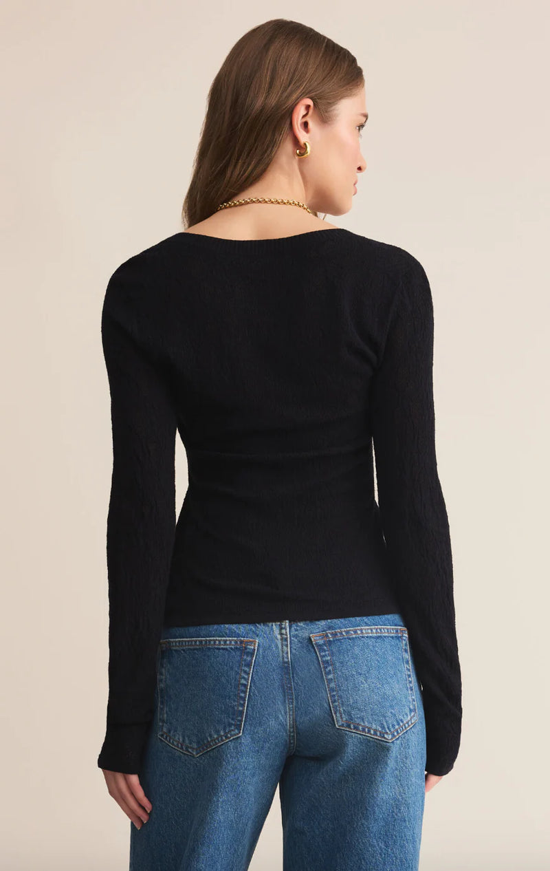 Tibi Scoop Mesh Sweater in Black