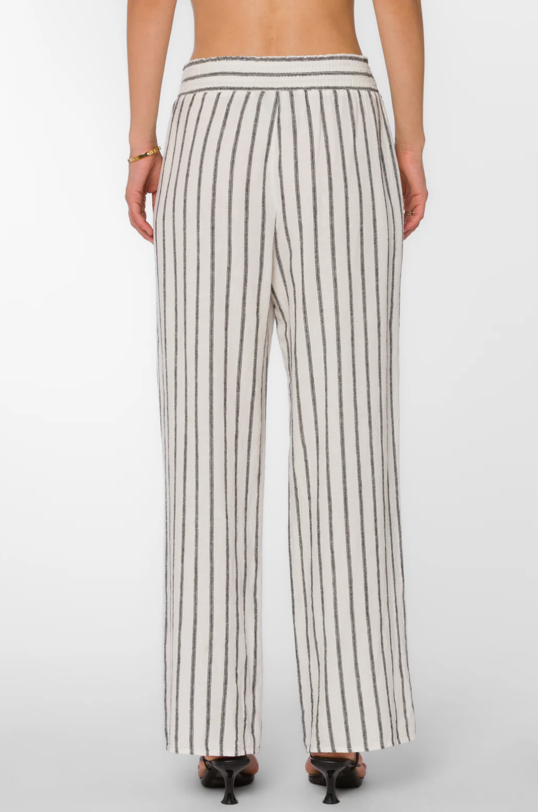 Morella Black Stripe Linen Pants
