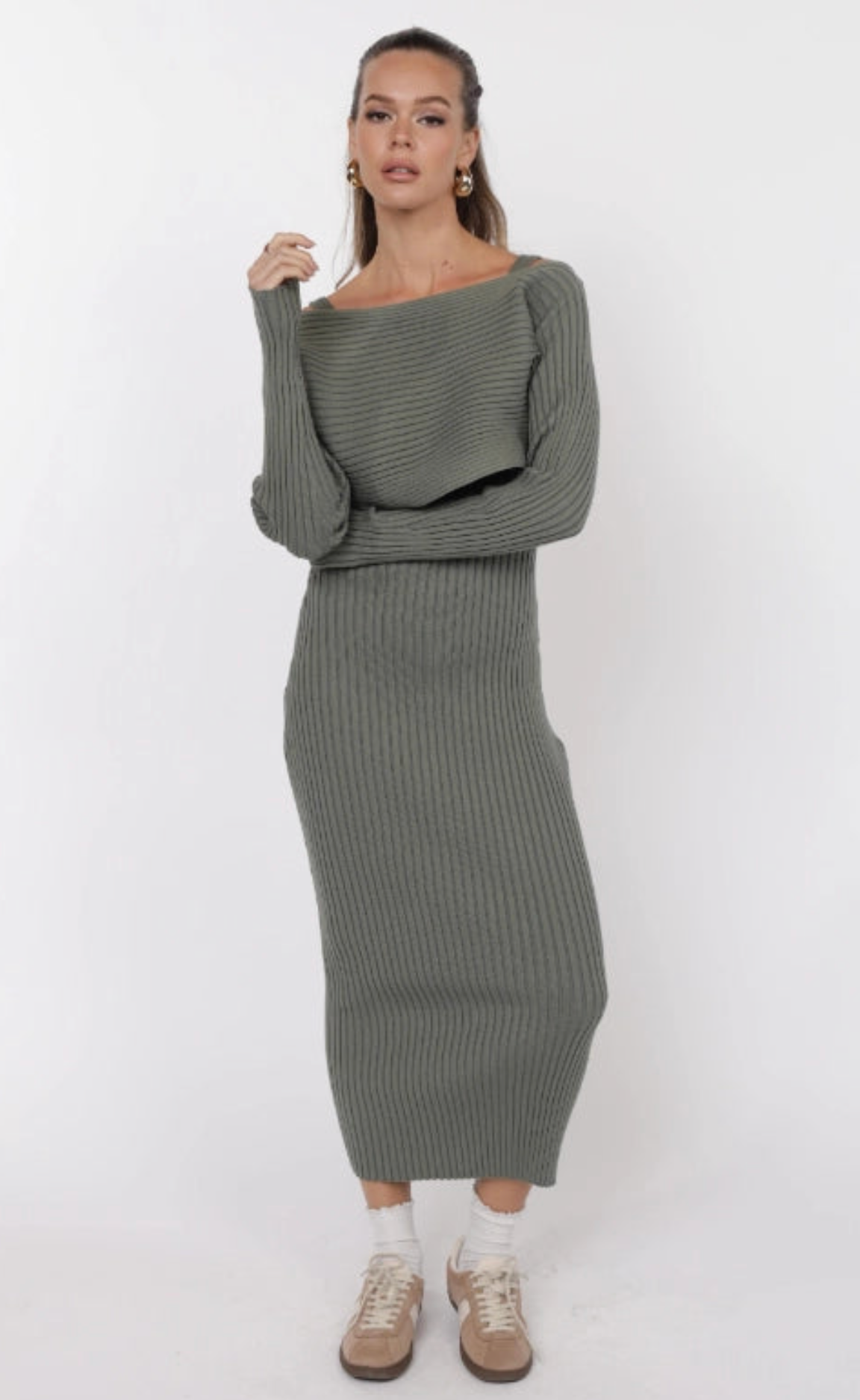 Gabi Dress & Sweater Set | Sage
