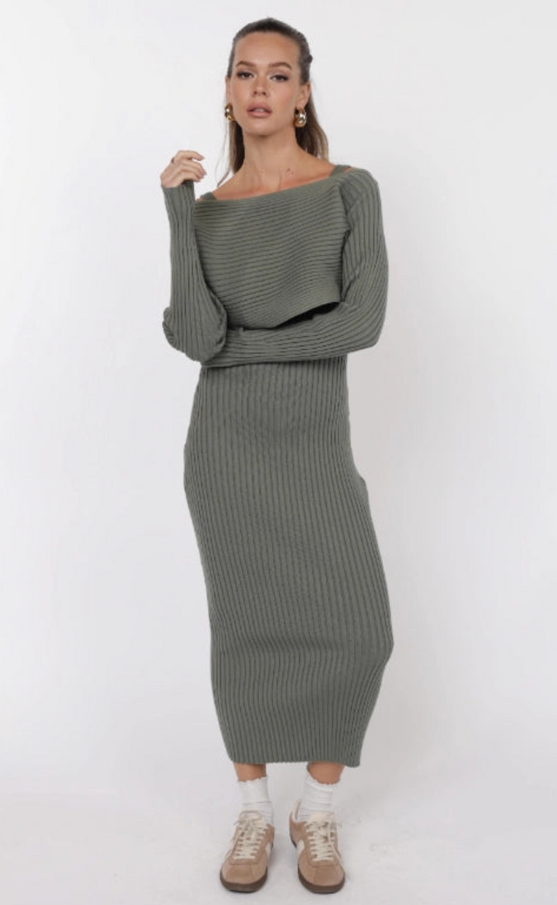 Gabi Dress & Sweater Set | Sage