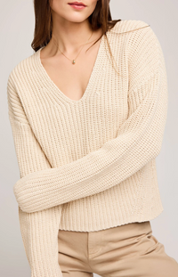 Spencer V-neck Knit Sweater | Bone