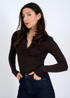 Jori Shirred Button Up | Dark Chocolate