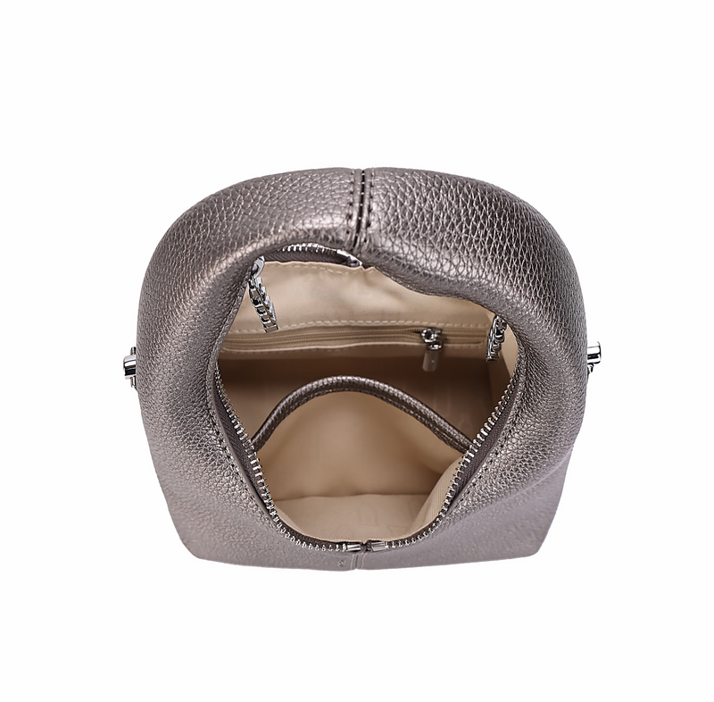 Circle Crossbody Bag | Gun Metal Pebble