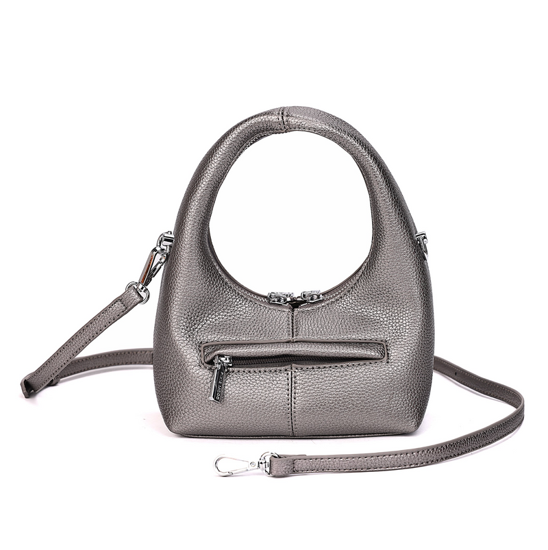Circle Crossbody Bag | Gun Metal Pebble