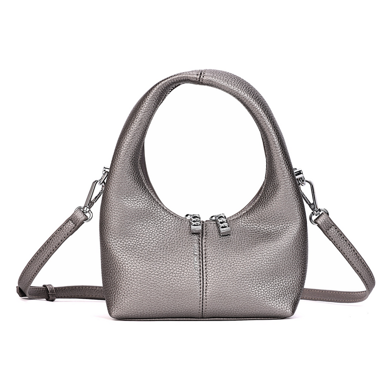 Circle Crossbody Bag | Gun Metal Pebble