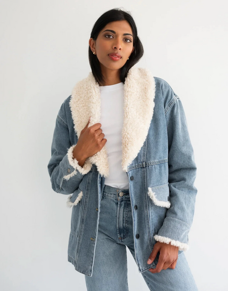 Sherpa Denim Jacket - Vintage Denim – Krush Clothing Boutique