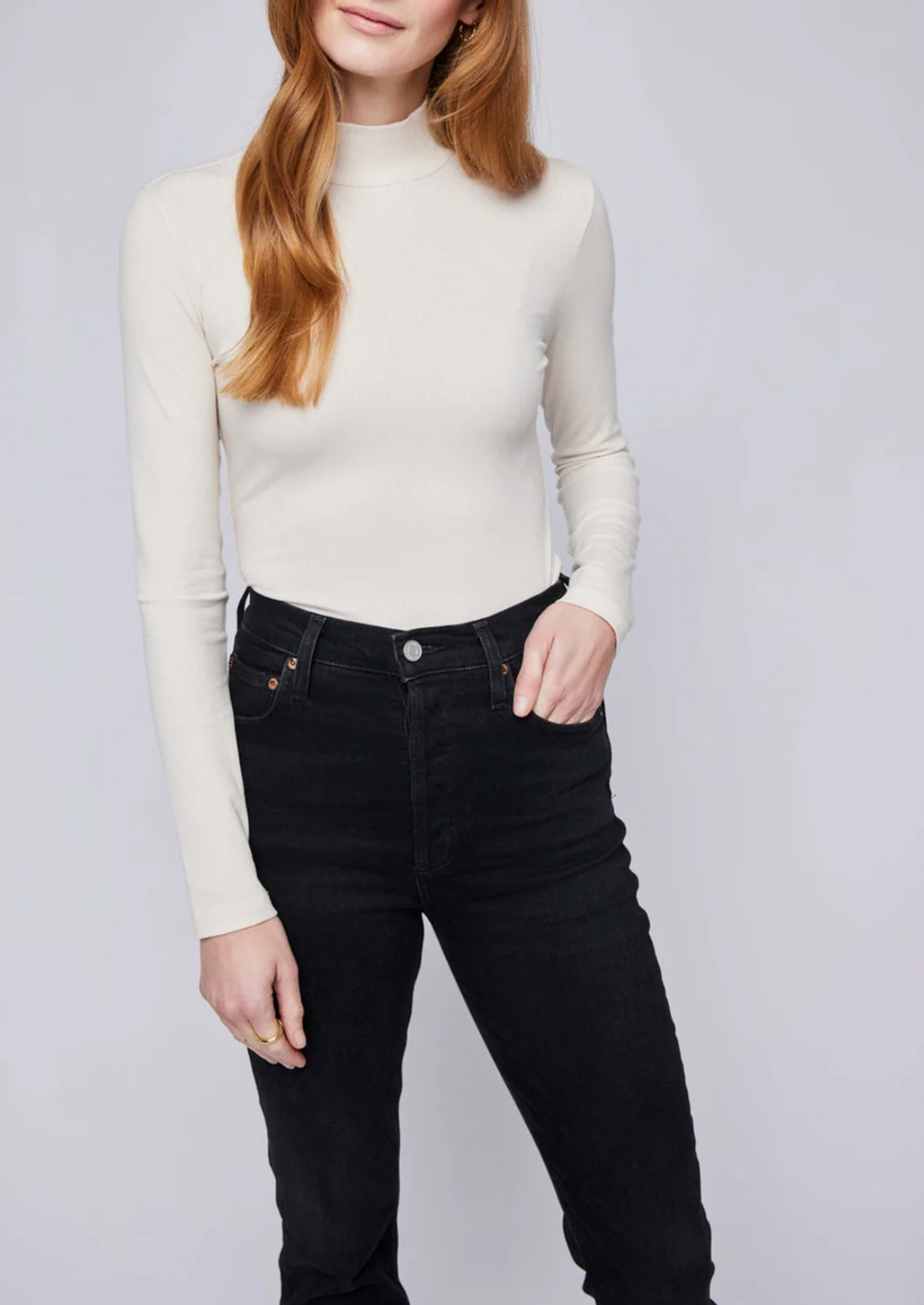 Wren Long Sleeve Mock Neck | Ecru