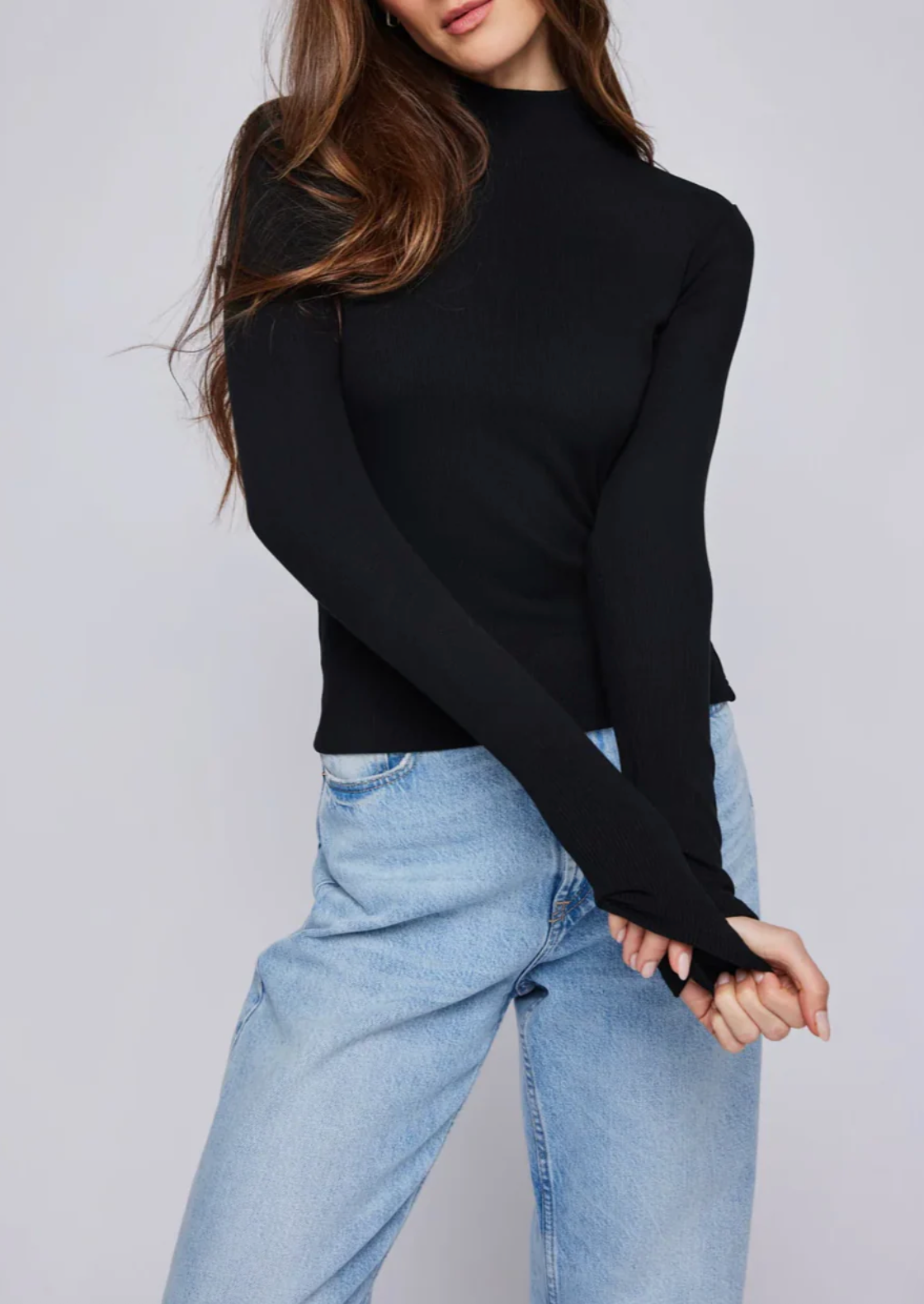 Wren Long Sleeve Mock Neck | Black