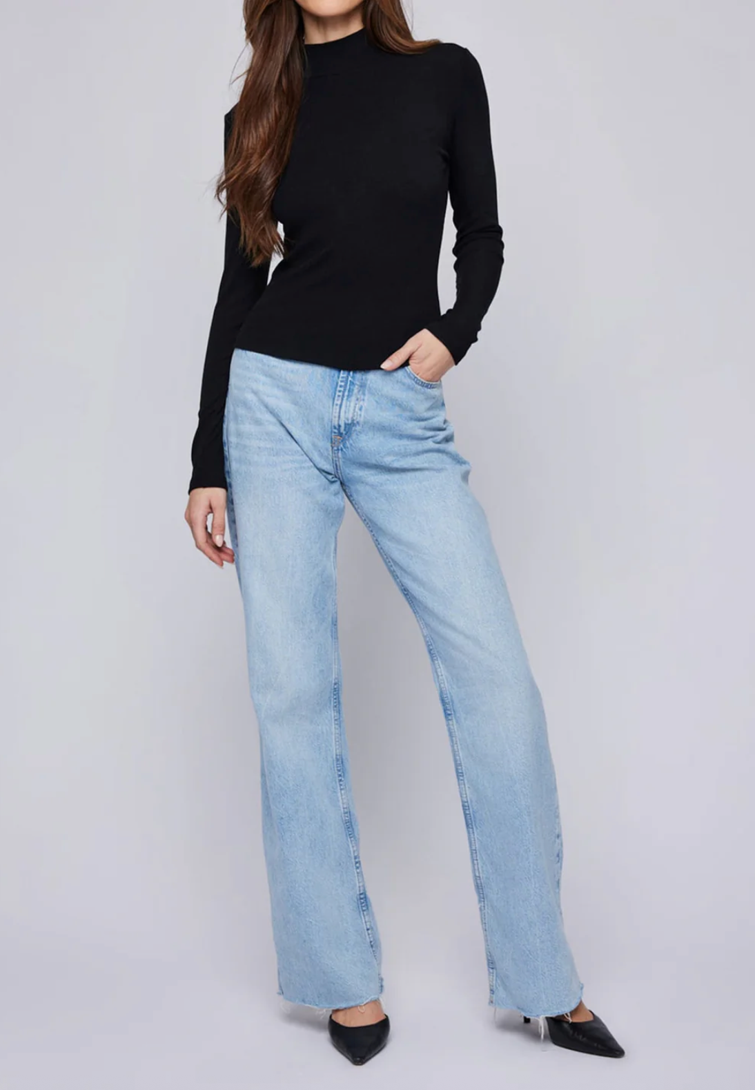 Wren Long Sleeve Mock Neck | Black