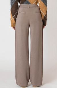 Wide Leg Knit Trouser | Dark Taupe