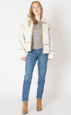 Contrast Detail Fleece Jacket | Ecru / Camel