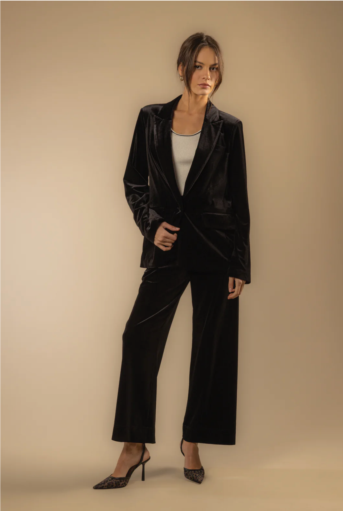 Lizzy Pure Black Velvet Blazer