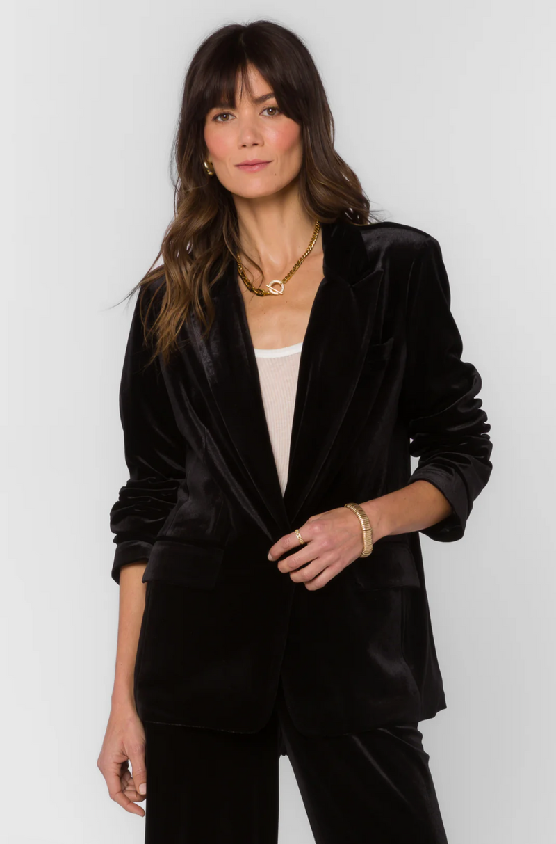 Lizzy Pure Black Velvet Blazer