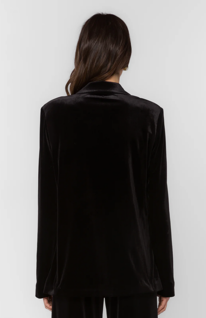 Lizzy Pure Black Velvet Blazer