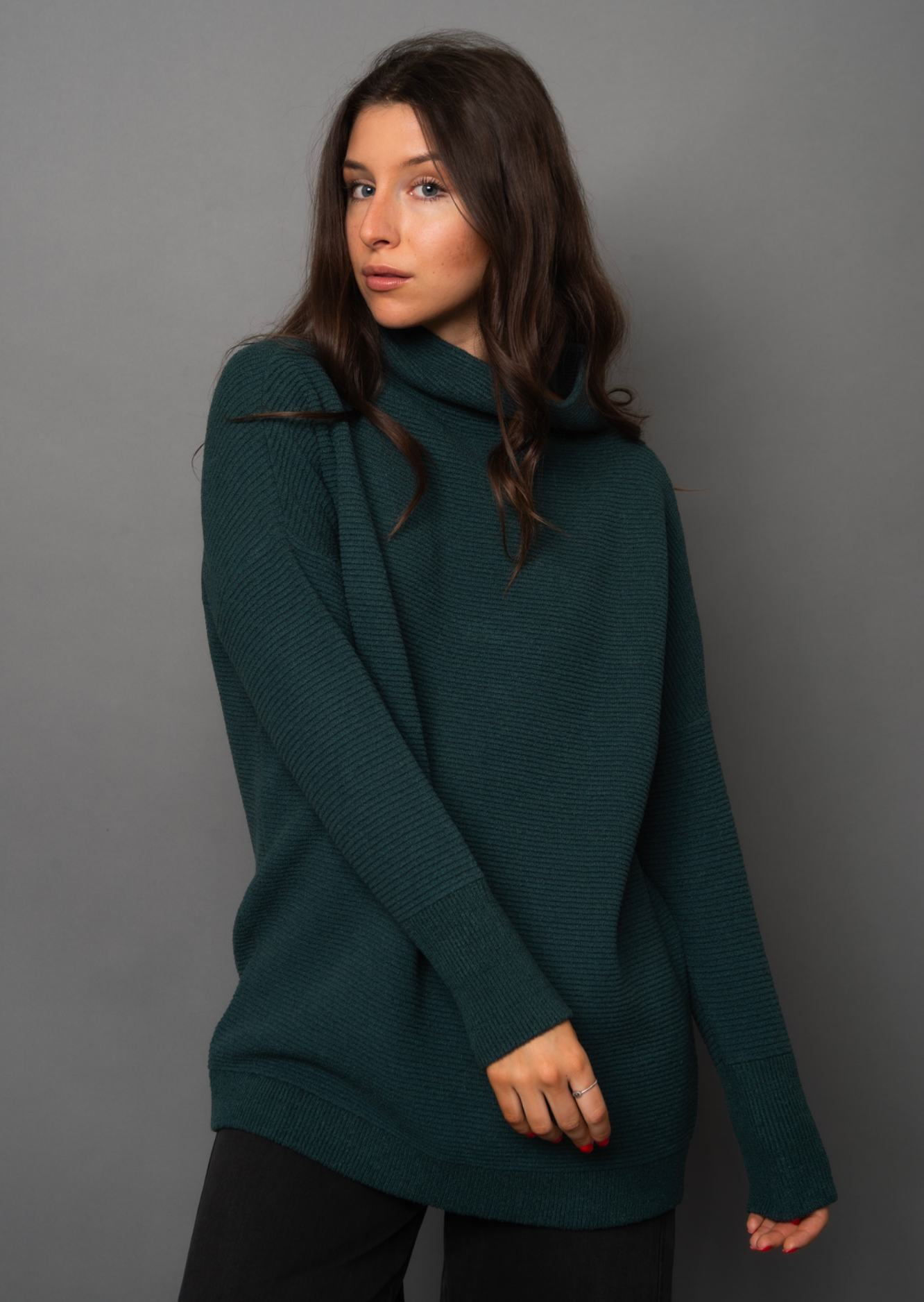 Nancy Ottoman Mock Neck |Dark Hunter Green