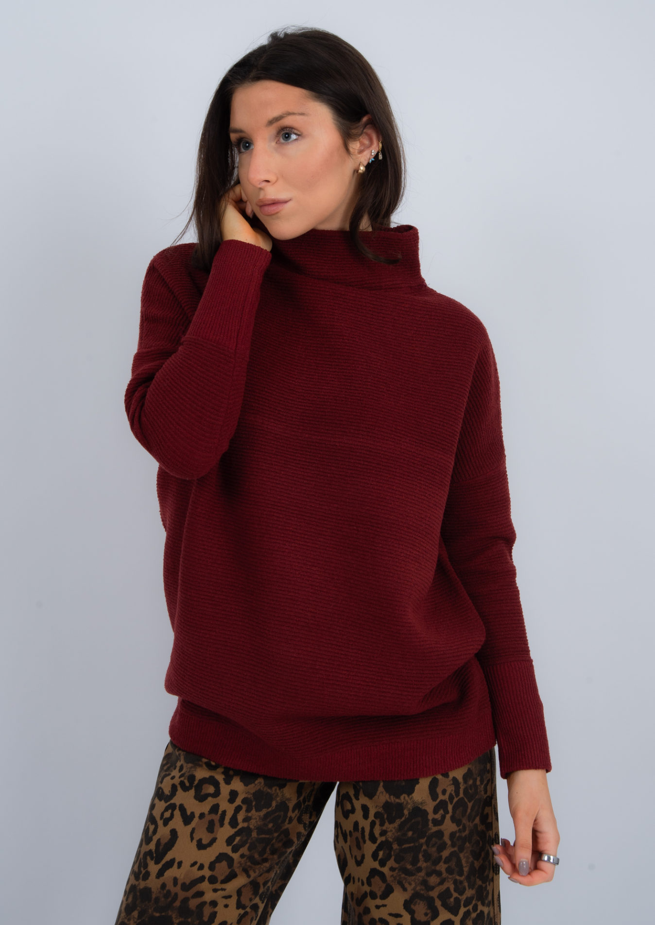 Nancy Ottoman Mock Neck |Chili