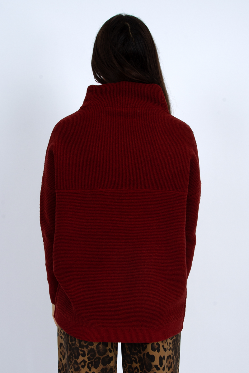 Nancy Ottoman Mock Neck |Chili