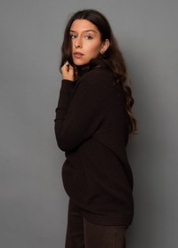 Nancy Ottoman Mock Neck |Dark Walnut