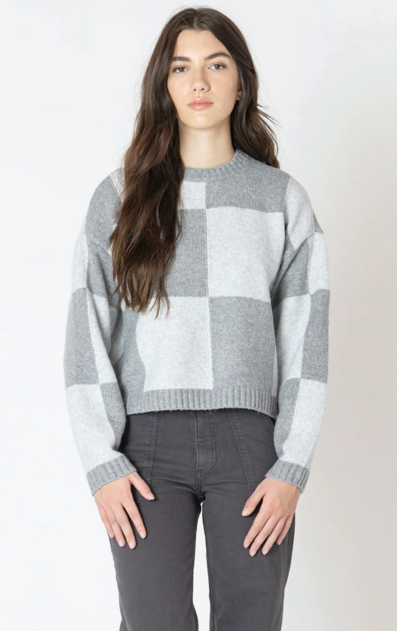Crew Neck Checkered Pullover