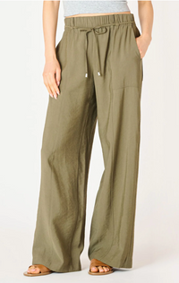 Belted Wide Leg Flowy Pant | Olive