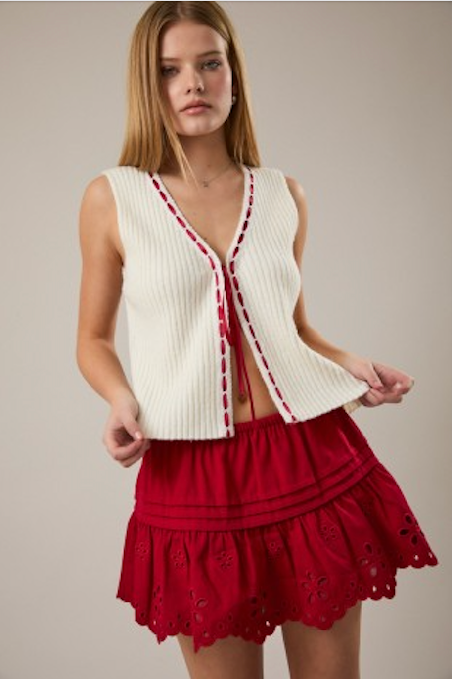 Red Ribbon Knit Tank