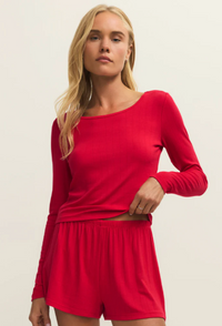 Felt So Cute long Sleeve Rib Top | Kiss Me Red