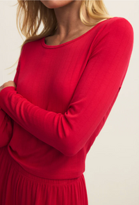 Felt So Cute long Sleeve Rib Top | Kiss Me Red