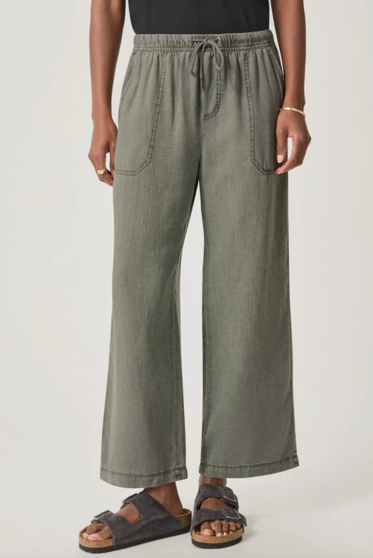 Angie Crop Wide Leg Pant | Vintage Olive Branch