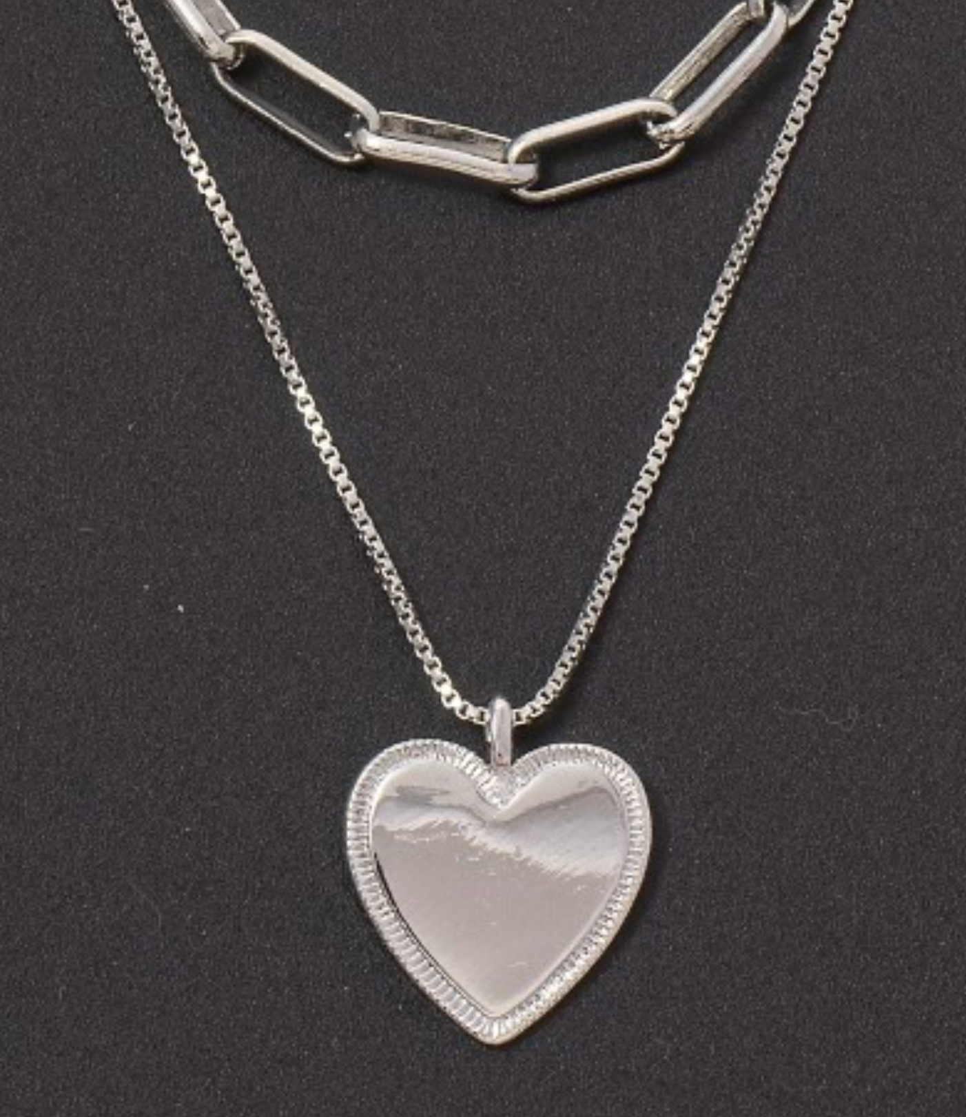 Gold Dipped Heart Pendant Chain Layered Necklace