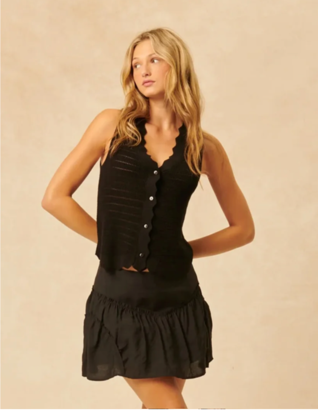 Remy Sleeveless knit Cardigan | Caviar