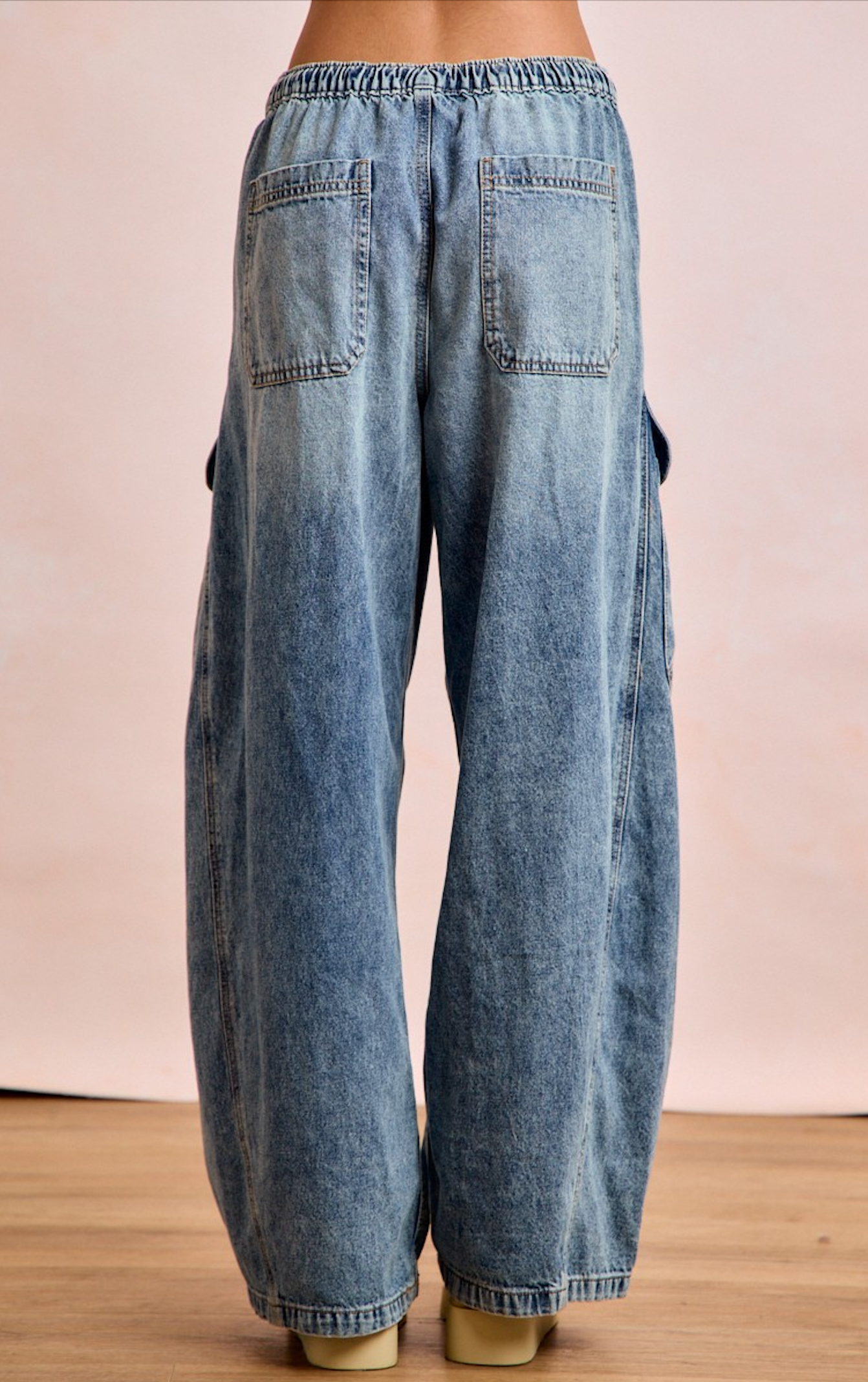 Wide Leg Cargo Jean | Vintage Wash