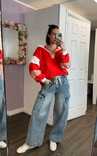 Wide Leg Cargo Jean | Vintage Wash