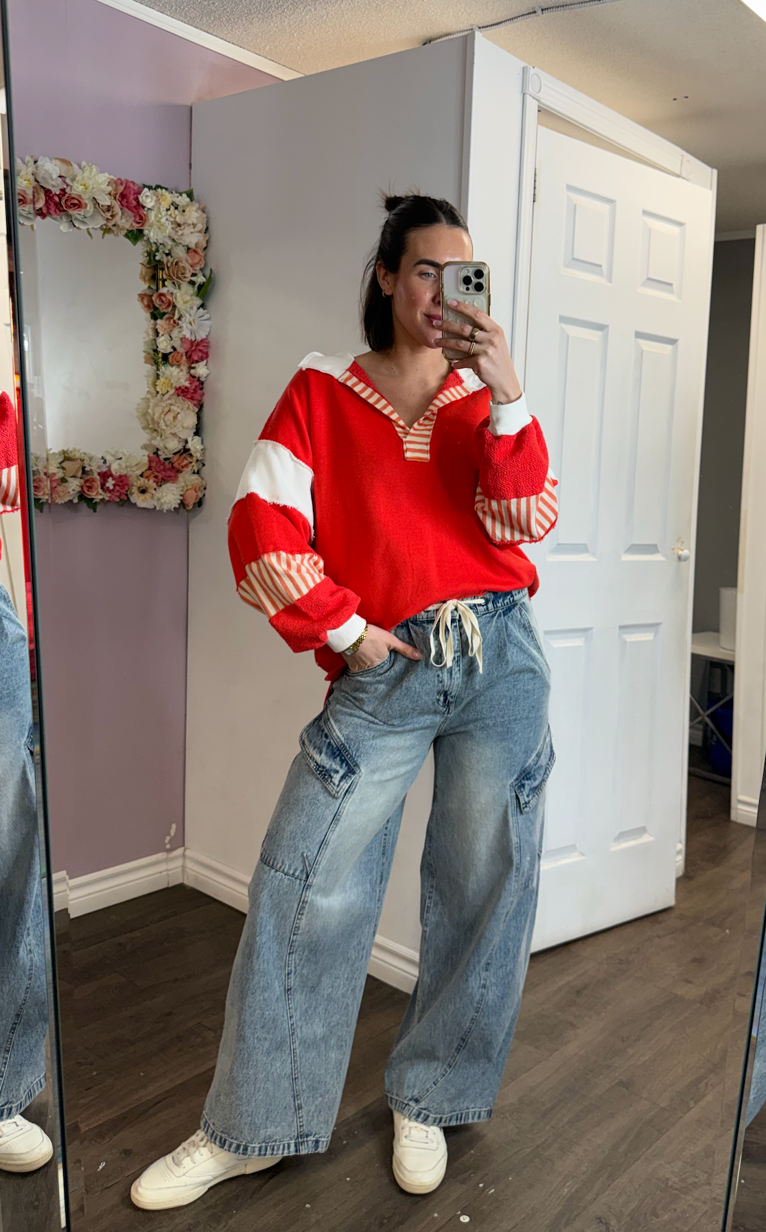 Wide Leg Cargo Jean | Vintage Wash