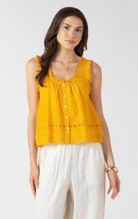 Embroidered Lace Trim Tank | Sunflower