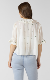 Ruffle Detail Embroidered Blouse