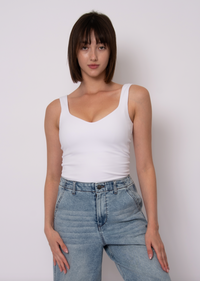 Imane Cotton Core Sweetheart Tank | White