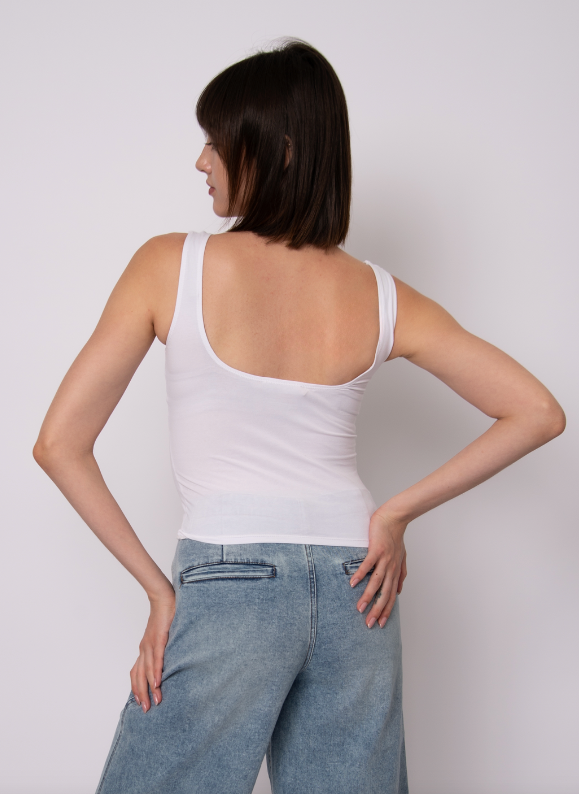 Imane Cotton Core Sweetheart Tank | White