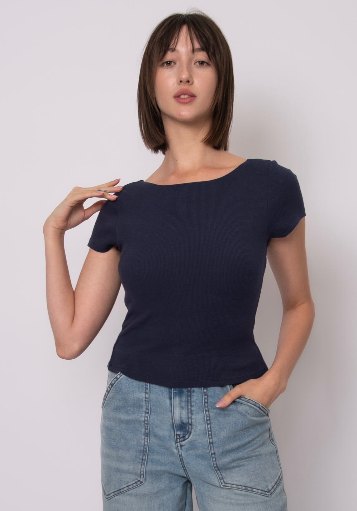 Brid Basic Bra Low Back Tee | Deep Sea Blue