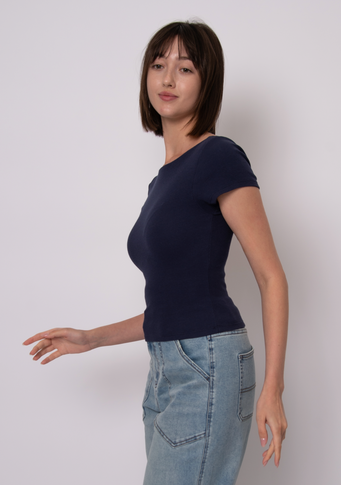 Brid Basic Bra Low Back Tee | Deep Sea Blue