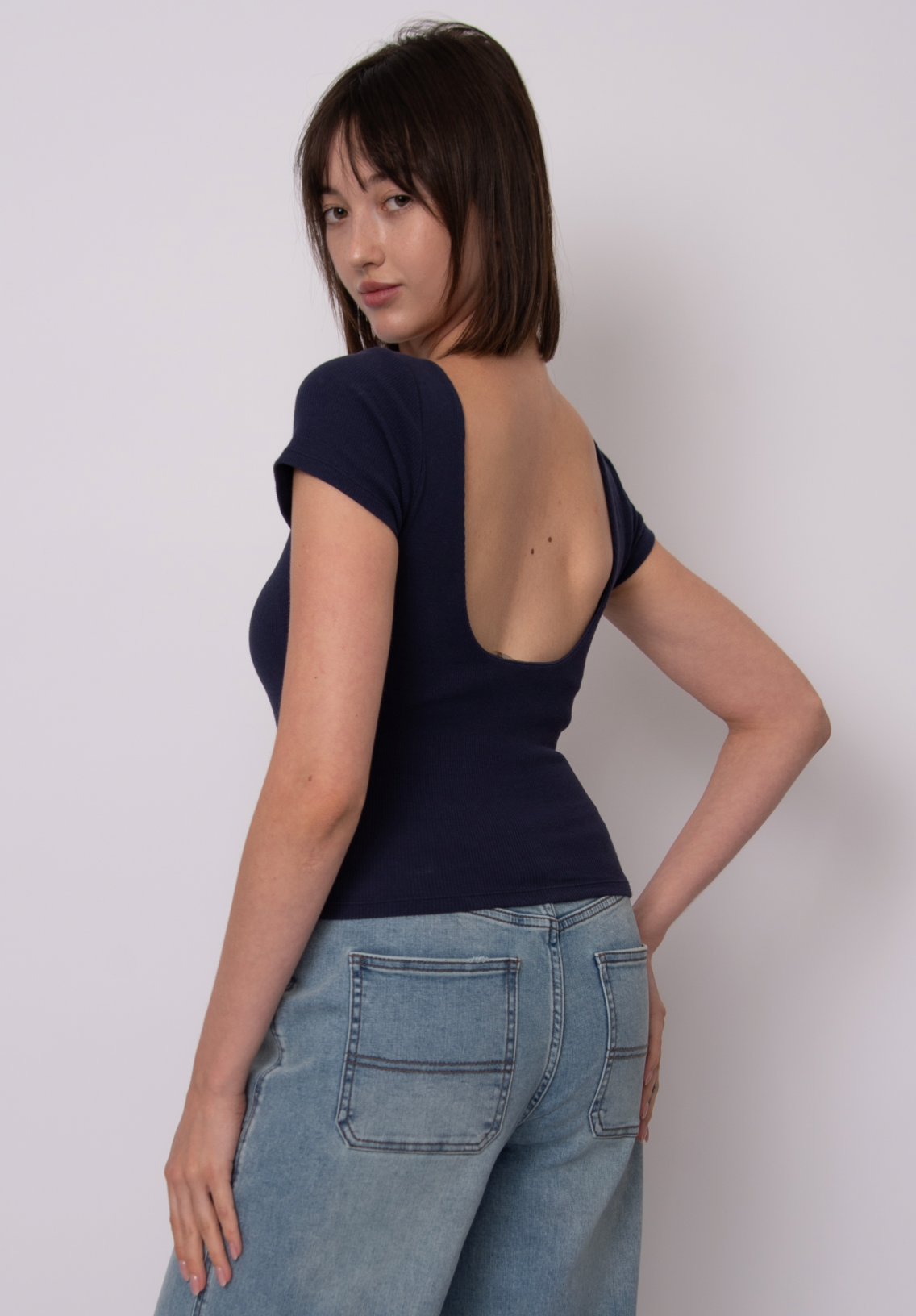 Brid Basic Bra Low Back Tee | Deep Sea Blue