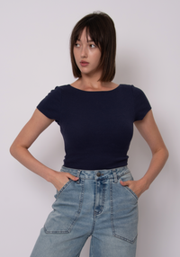 Brid Basic Bra Low Back Tee | Deep Sea Blue