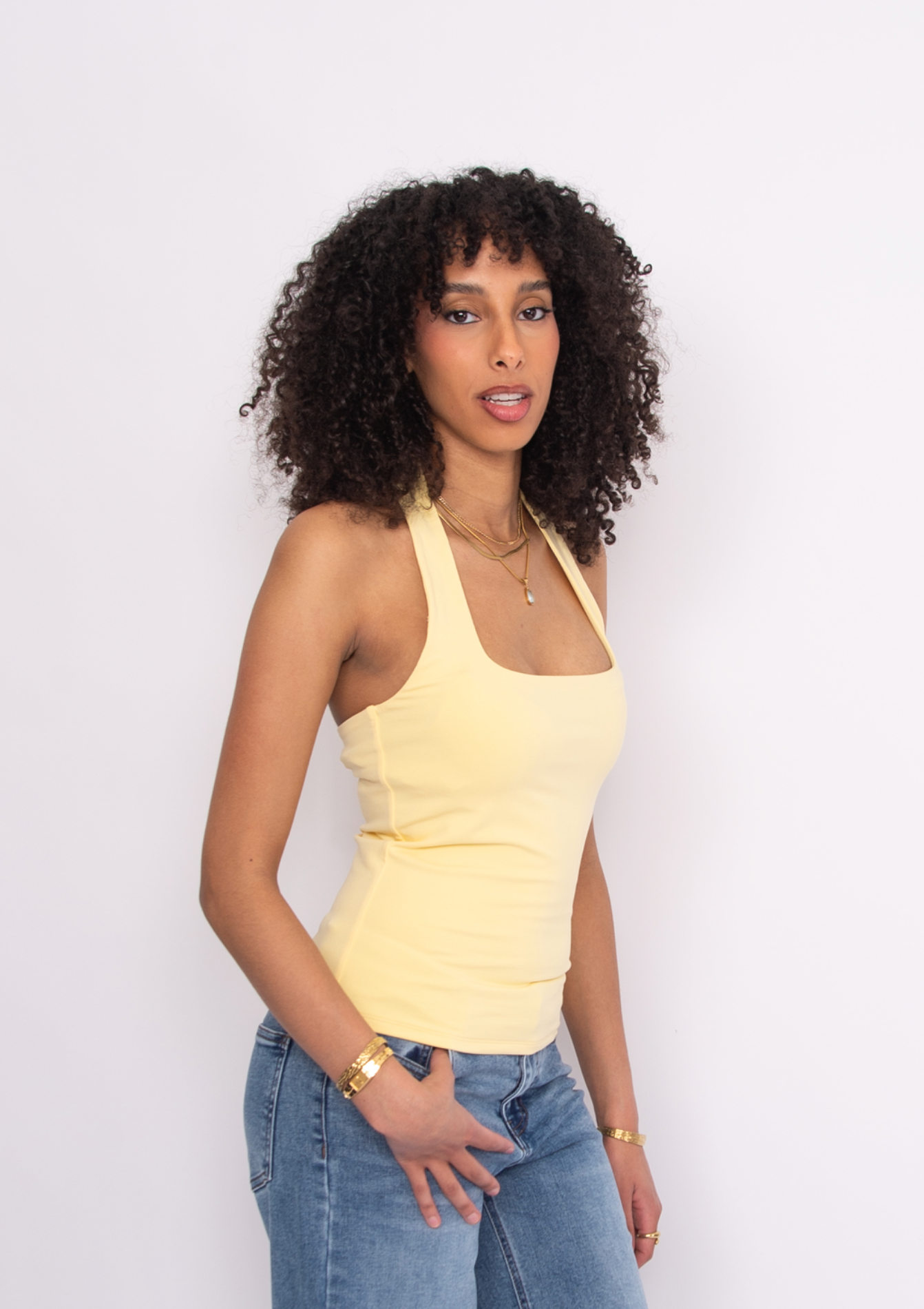 Hela Cotton Core Halter Top | Double Cream