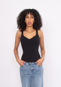 Imane Cotton Core Sweetheart Tank | Black