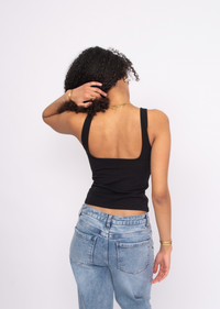Imane Cotton Core Sweetheart Tank | Black
