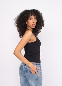 Imane Cotton Core Sweetheart Tank | Black