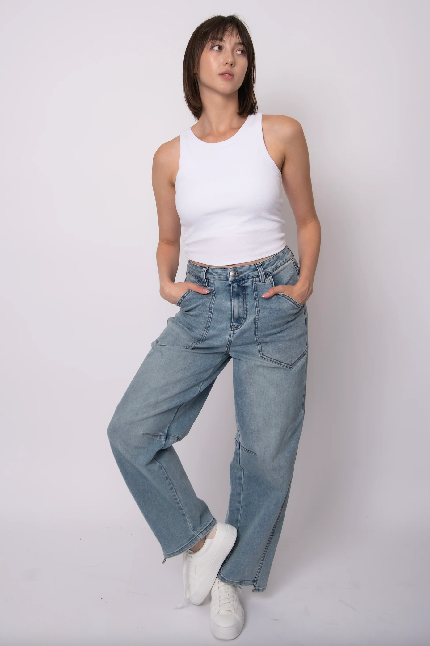 Ralyn Bra Basic Rib Tank in White