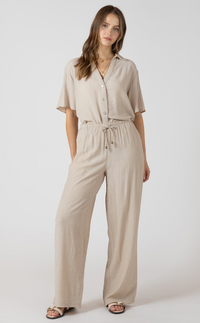 Drawstring Wide Leg Pant | light Oyster